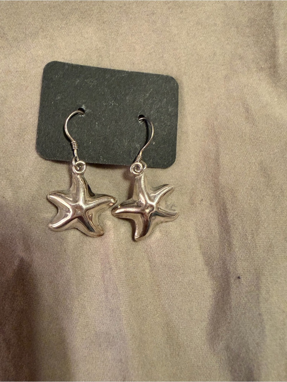 Silver Starfish Drop Earrings - Nautical Dangle Style